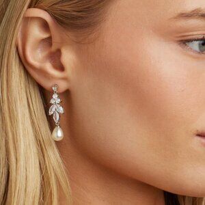 UNTAMED PETALS BY AMANDA JUDGE "Leo Drop" Crystal and Pearl Earrings